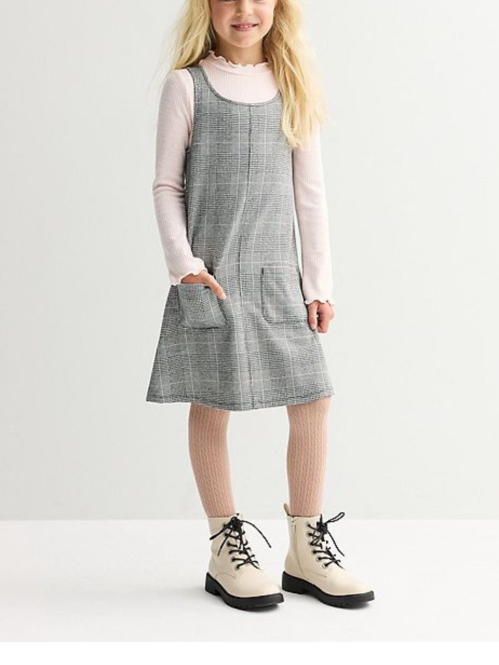 Jumping Beans mock neck top and plaid dress